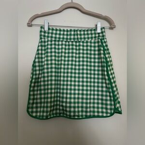 J. Crew Green and White Plaid Athletic Skort
